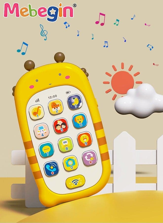 Smart Early Education Mobile Phone, Teething Phone Toy for Babies, Adorable Bee Phone Toy with Recording Repeat Function, Portable Preschool Learning Phone, Chinese-English Bilingual Early Education, 3 AAA Batteries(not included)