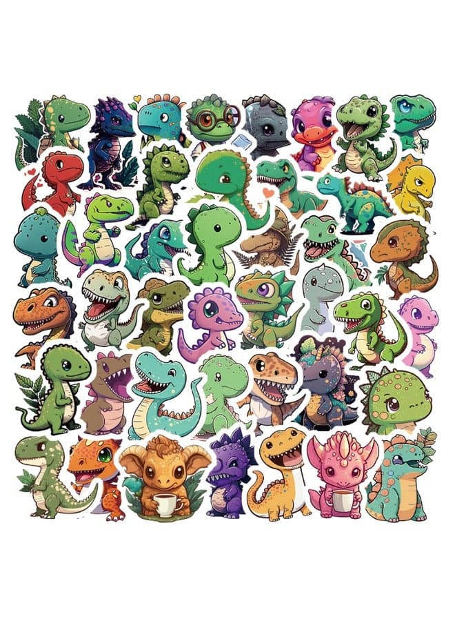 50-Piece Cartoon Dinosaur Stickers Waterproof Animal Vinyl Stickers for Laptop