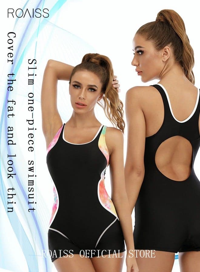 Women's One Piece Backless Swimsuit, Color Block Surf Clothes, Ladies Conservative Swimwear, Beachwear Bathing Suit, Sports Suits, Jumpsuit Slim Fit Multicolor Breathable Comfortable, Black
