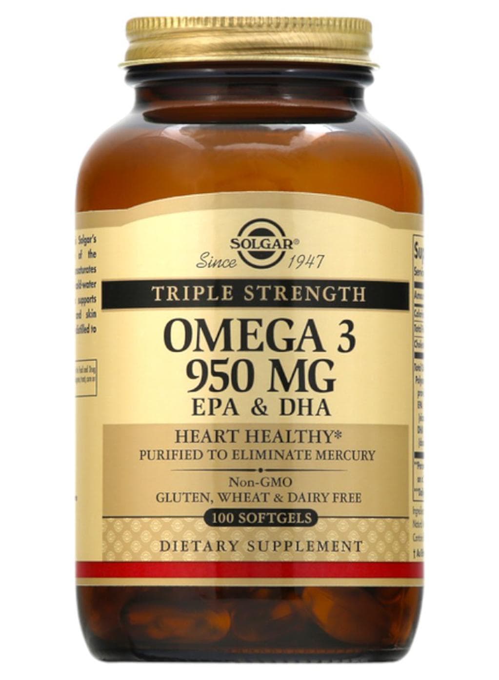 Triple Strength Omega 3, EPA & DHA, 950mg, 100 Softgels