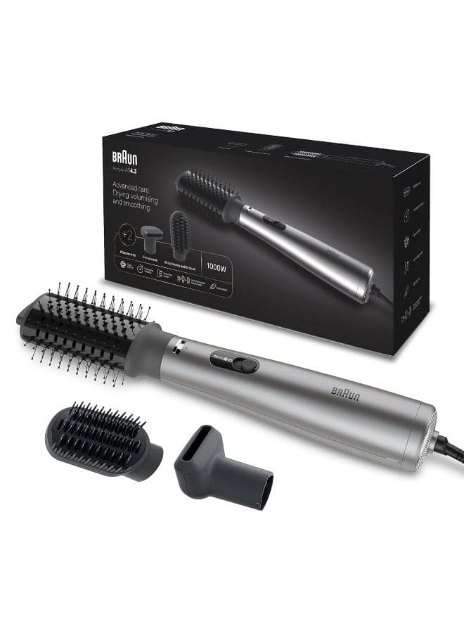 Air Styler, 1000W, Ionic Hair Dryer with Paddle Brush & Drying Nozzle, Volumizing, Straightening & Smoothing, Lightweight, 3 Styling Modes - BRAS430SDE Ionic Grey