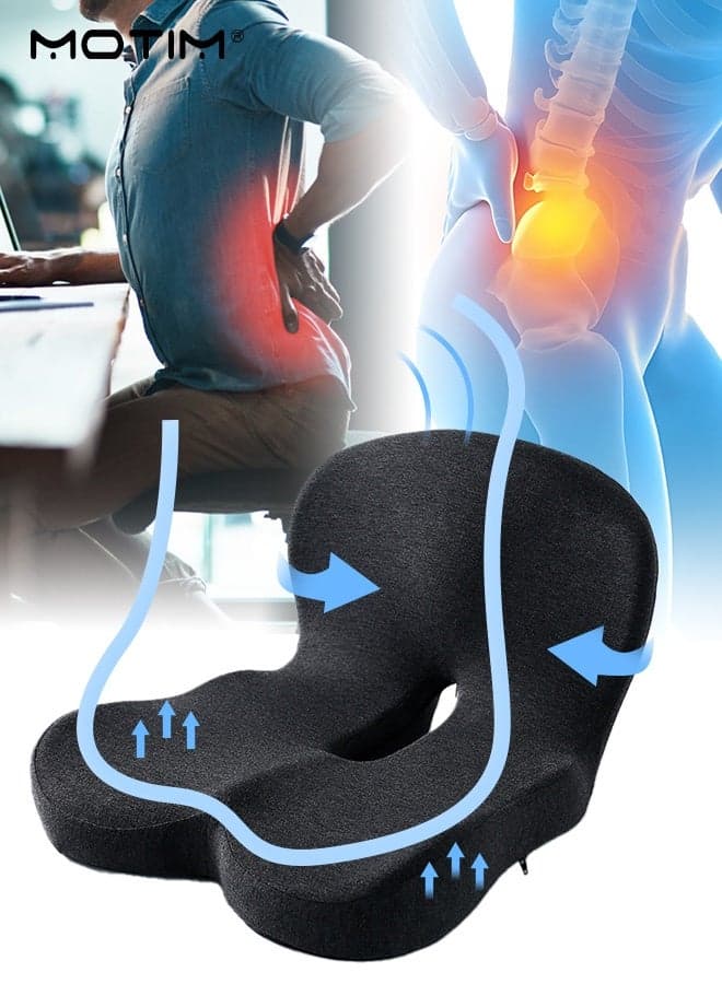 Car Seat Cushion Lumbar Support Pillow, One-Piece Memory Foam Car Seat Cushions Back Support Chair Pad Hip & Back Pain Relief Lumbar Support Pillow Cushion for Car Office Chair