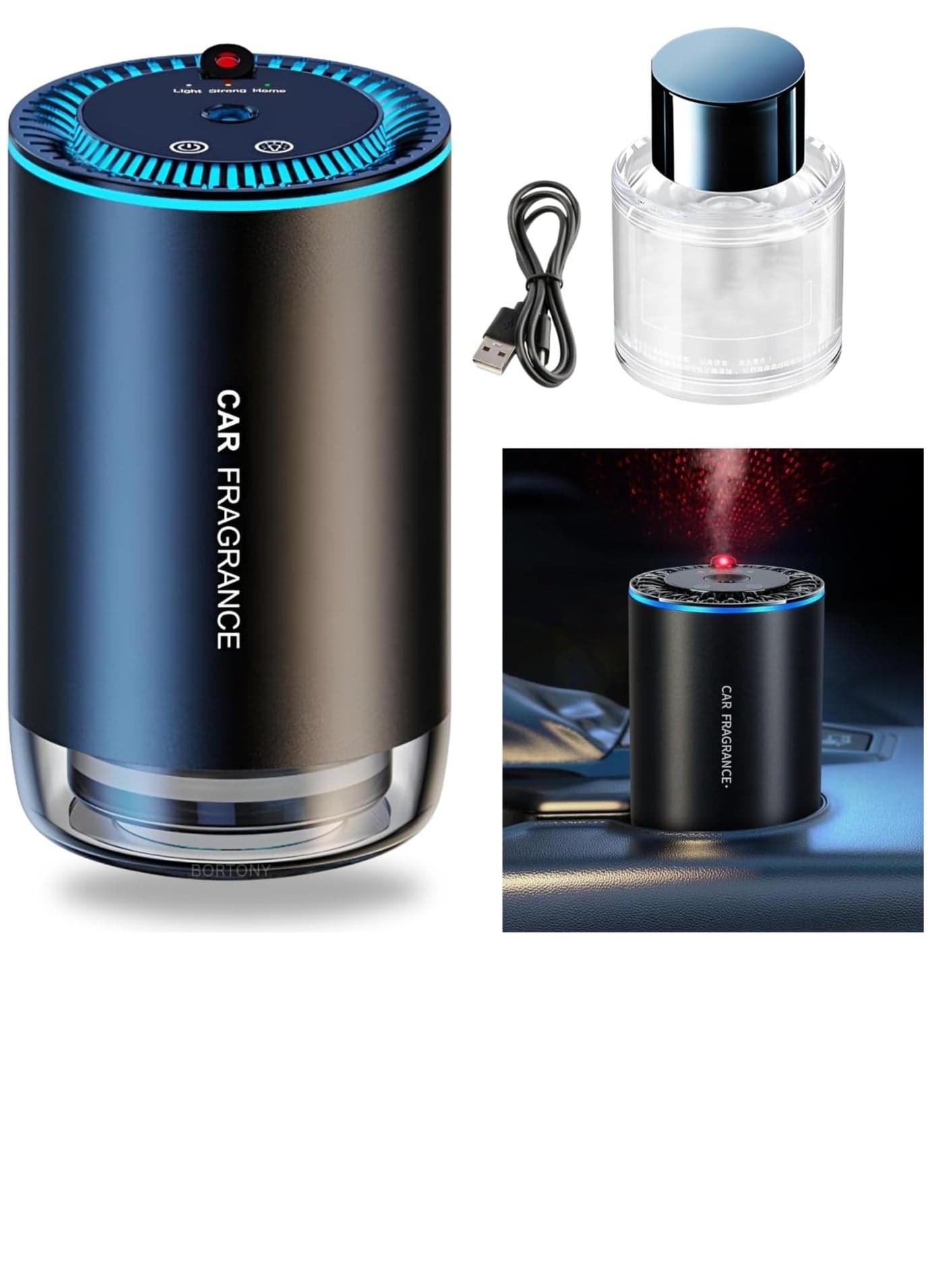 Car Diffuser Humidifier with Star Projector - 150ml Aromatherapy Diffuser with LED Starry Ambient Light, 300mAh Rechargeable Smart Air Freshener for Car, Home, and Office