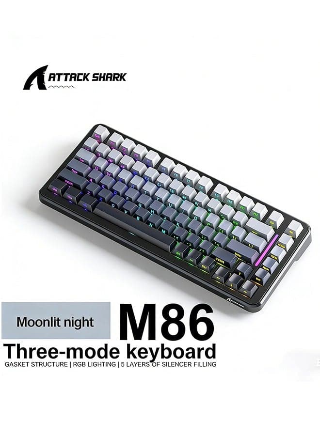 M86 83 Keys Wireless Mechanical Keyboard,75% Gasket Hot Swappable Custom Keyboard, Side Printed PBT Keycaps, RGB Backlit,Pre-lubed Switches,BT/2.4GHz/ Wired
