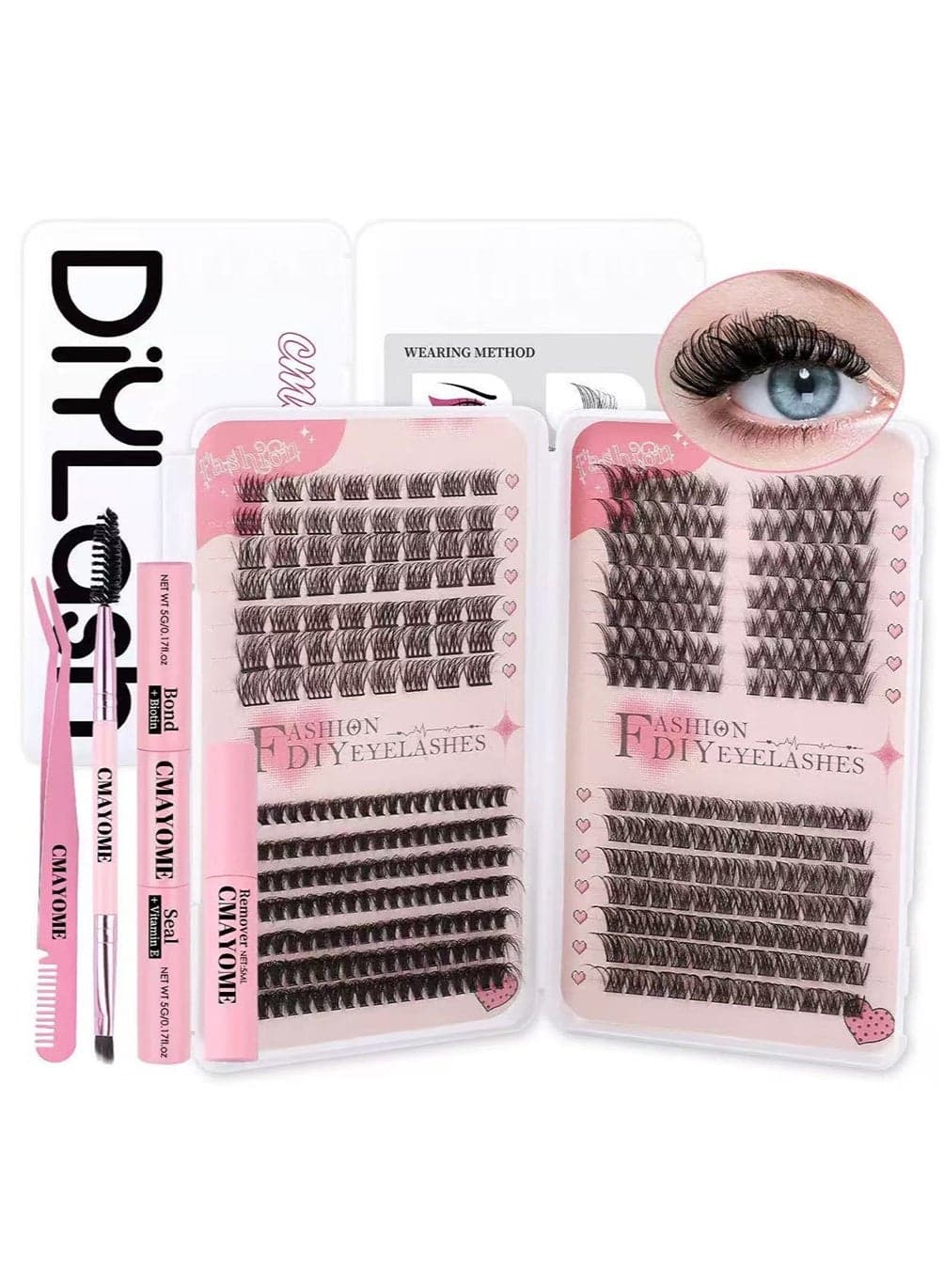 4 Styles DIY Eyelash Extension Kit 378 Clusters, 8-16mm Mixed Individual Lashes Cluster, Natural Curl Personal Eyelash Set, Segmented False Eyelashes, Thick Eyelashes