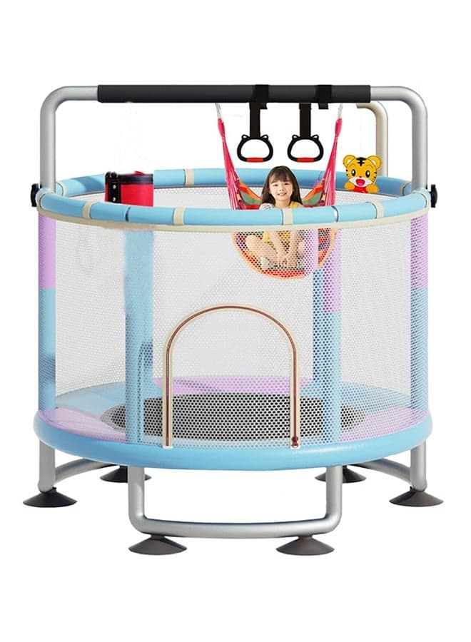 1.4M Lndoor And Outdoor Children's Trampoline Toddler Trampoline With Safety Fence Net Mini Baby Trampoline With Basketball Hoop/swing Children's Bungee Fumping Trampoline
