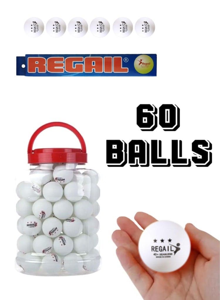 60-Pack ABS Table Tennis Balls | 40mm Tournament-Level Bounce | Durable for Indoor/Outdoor Use | For Kids & Adults | White Portable Case
