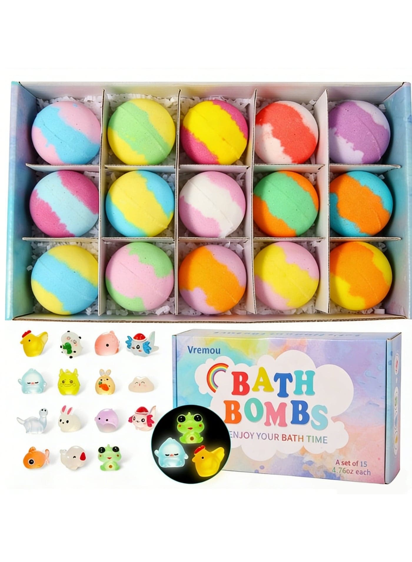 Bath Bombs For Kids With Surprise Inside 15 Colorful Bath Bombs With Toys Inside Organic Assorted style (2 options, random delivery)