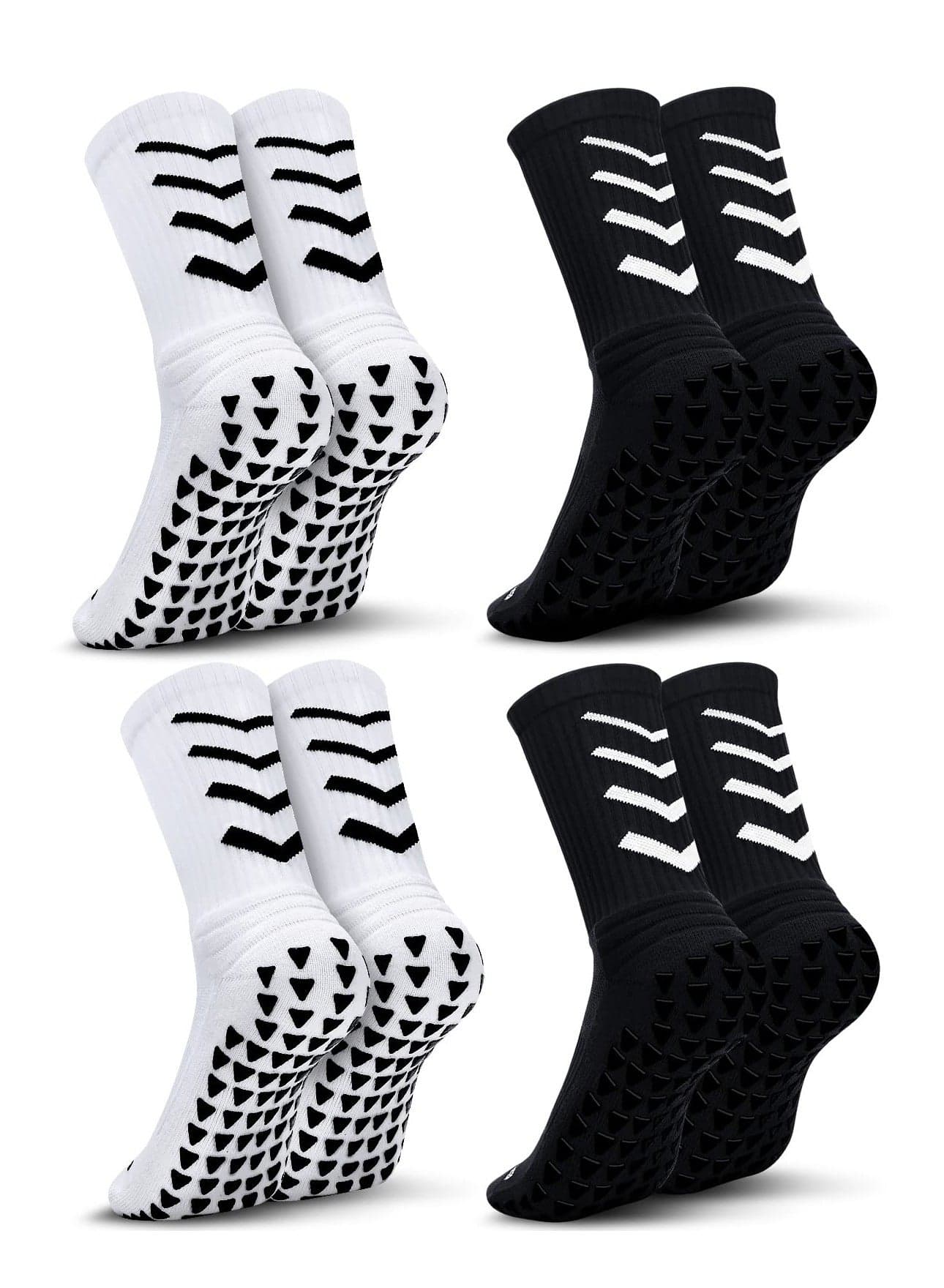 4 Pairs Grip Socks Soccer, Anti Slip Non-Slip Socks Mens Grip Pads Socks for Football Soccer Basketball Yoga Sports
