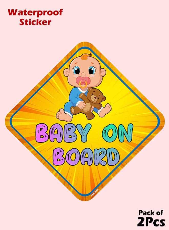 Baby ON Board Exterior Sticker Sign for Car Warning - Car Safety Signs - Easy to Install Waterproof 2pcs (Style H)