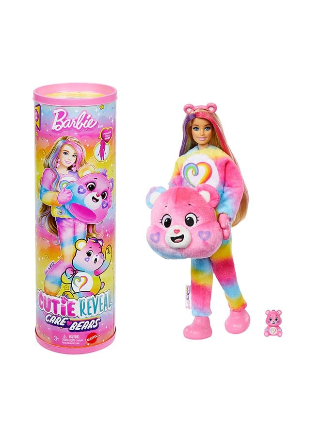 Cutie Reveal Care Bears Doll & Accessories, Series 2 Togetherness Bear With 10 Surprises Including Color Change & Mini Bear