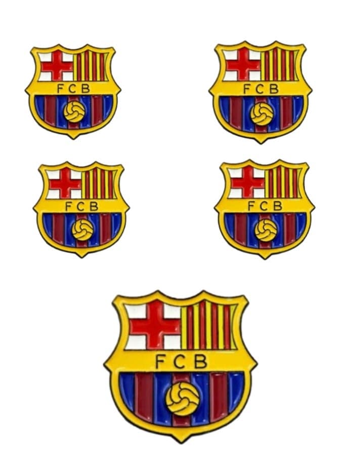 5-Pieces FC Barcelona FCB Logo 3D Metal Sticker with Adhesive Backing — Mobile Phone,Car, Laptop, or Wall Decor