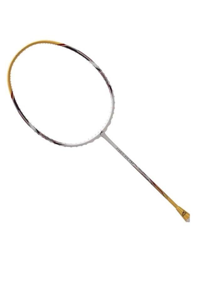 Hundred Atomic X 38 CTRL Carbon Fibre Strung Badminton Racket with Full Racket Cover for Intermediate Players (72g, Max Tension - 32LBS) (White/Gold)
