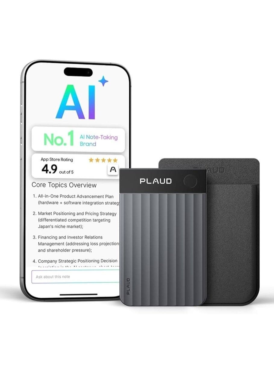 Note Pro AI Voice Memo Recorder, Studio Quality 4 Mic Recording System, AI Powered Summarization Tool, 64GB Storage, 50 Hour Battery Life, With Black Magnetic Case, Black