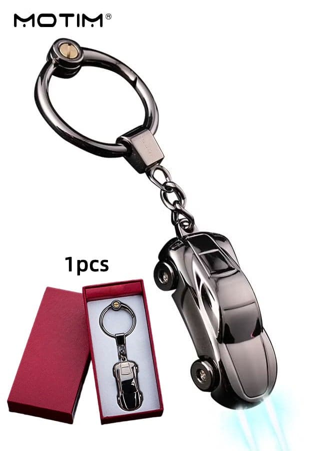 Car Keychain Creative LED Key Chain with 2 Modes LED Light (Box), Car Flashlight Keychain Car Key Holder, Car Bag Accessory Key Chain Car Decorations Perfect Gifts