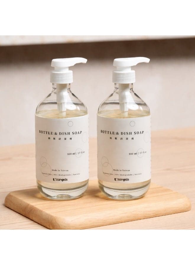 2-Pack PureSprout Bottle Cleanser & Dishwash Liquid 800ml Fragrance Free Plant-Based Baby Bottle & Dishwashing Liquid with Organic APG, Aloe Vera, Grease-Removing Natural Formula