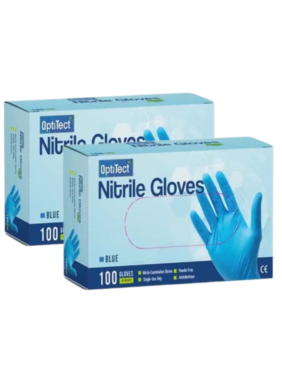 Nitrile Gloves Powder Free, Medium Size, 100 Disposable Pieces – Durable, Comfortable & Latex-Free Pack of 2
