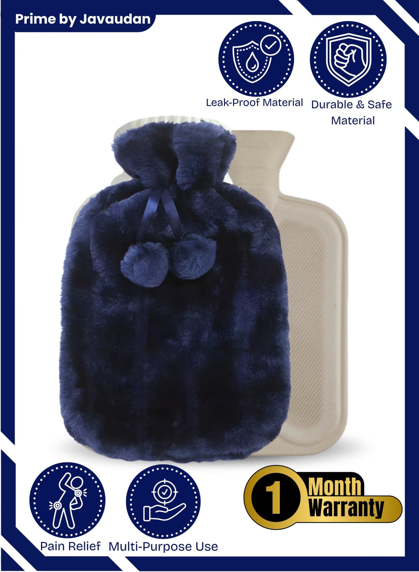 Electric Hot Water Bag Heating Bag with Fleece Cover for Cramps, Neck, Shoulders Pain Relief Bag for Hot Therapy Hand & Feet Warmer