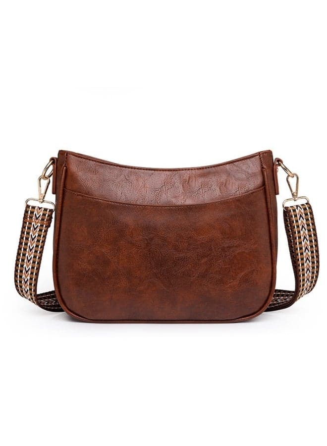 Women's Large Capacity Crossbody Bag, Ladies Adjustable Strap Hobo Bag Shoulder Bag Side Bag College Bag Tourist Bag, Retro PU Leather Hand Bag Satchel Bags for Girls/College Students(Brown)