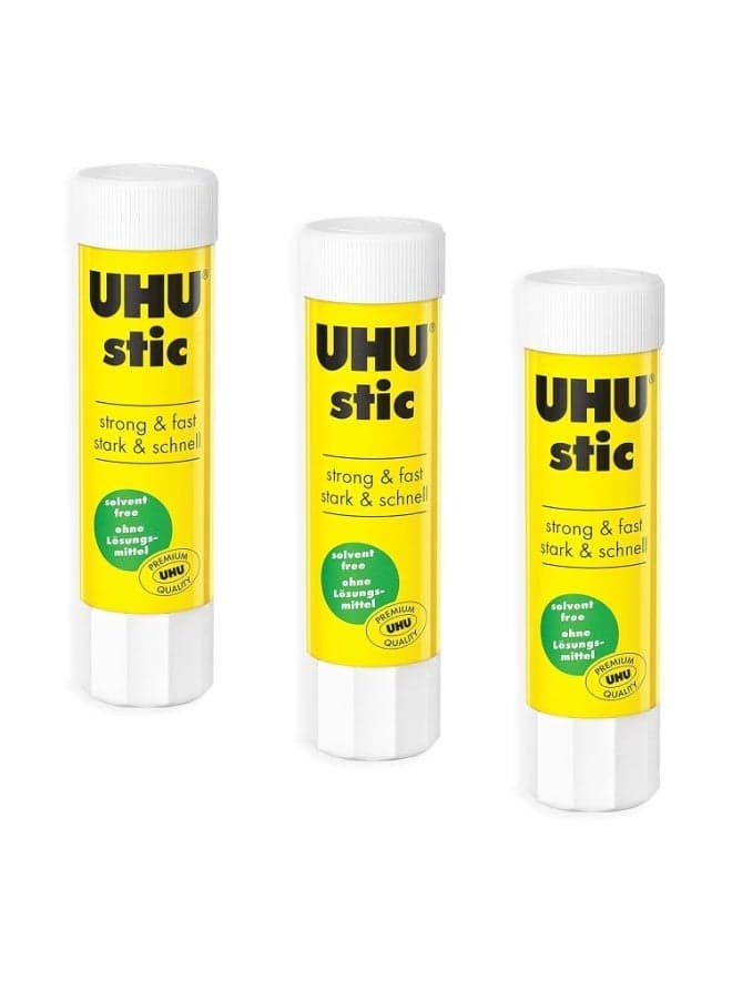 3 packs Stic Glue Stick Clear - Non-Toxic, Fast, Clean Adhesive for School, Office & Craft Projects –Glue Stick - Solvent Free, Best size for children - Easily Fits in Pencil Cases And Bags