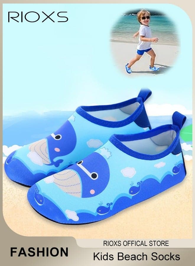 Kids Boys Girls Water Shoes, Toddler Baby Barefoot Beach Socks, Quick-Dry Diving Socks, Non-Slip Swim Socks, Barefoot Sports Shoes Aqua Socks for Pool Water Park, Blue Whale Barefoot Socks