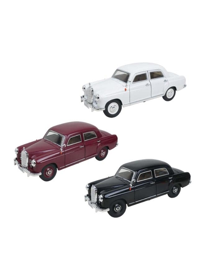 Vintage Benz 180 Classic Diecast Model Car - 01 Pcs Assorted – 1:24 Scale 1953 - Pull-Back Metal Toy Vehicle with Openable Doors & Collector