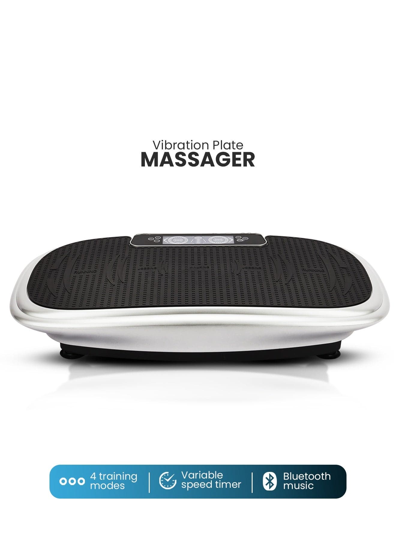 Geepas Vibration Plate Massager - GVP86107/ with 4 Training Modes and Touchscreen Display, Bluetooth Music, Adjustable Time and Speed, with Remote Control/ Perfect for Muscle Toning, Fat Burning, Blood Circulation, Reduce Stress and Tension, Improve Balance, etc./ White and Grey, 2 Years Warranty