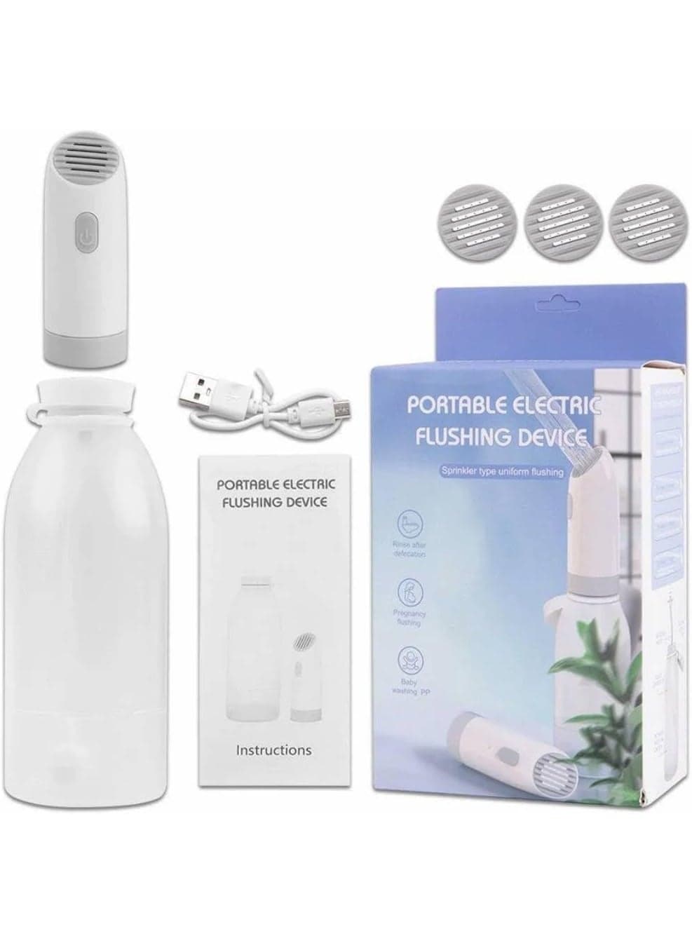 Premium Portable Travel Shattaf – USB Type-C Rechargeable Electric Bidet Sprayer with Bottle | Handheld Hygienic Washer for Travel, Camping, Muslim Wudu, Baby & Postpartum Care