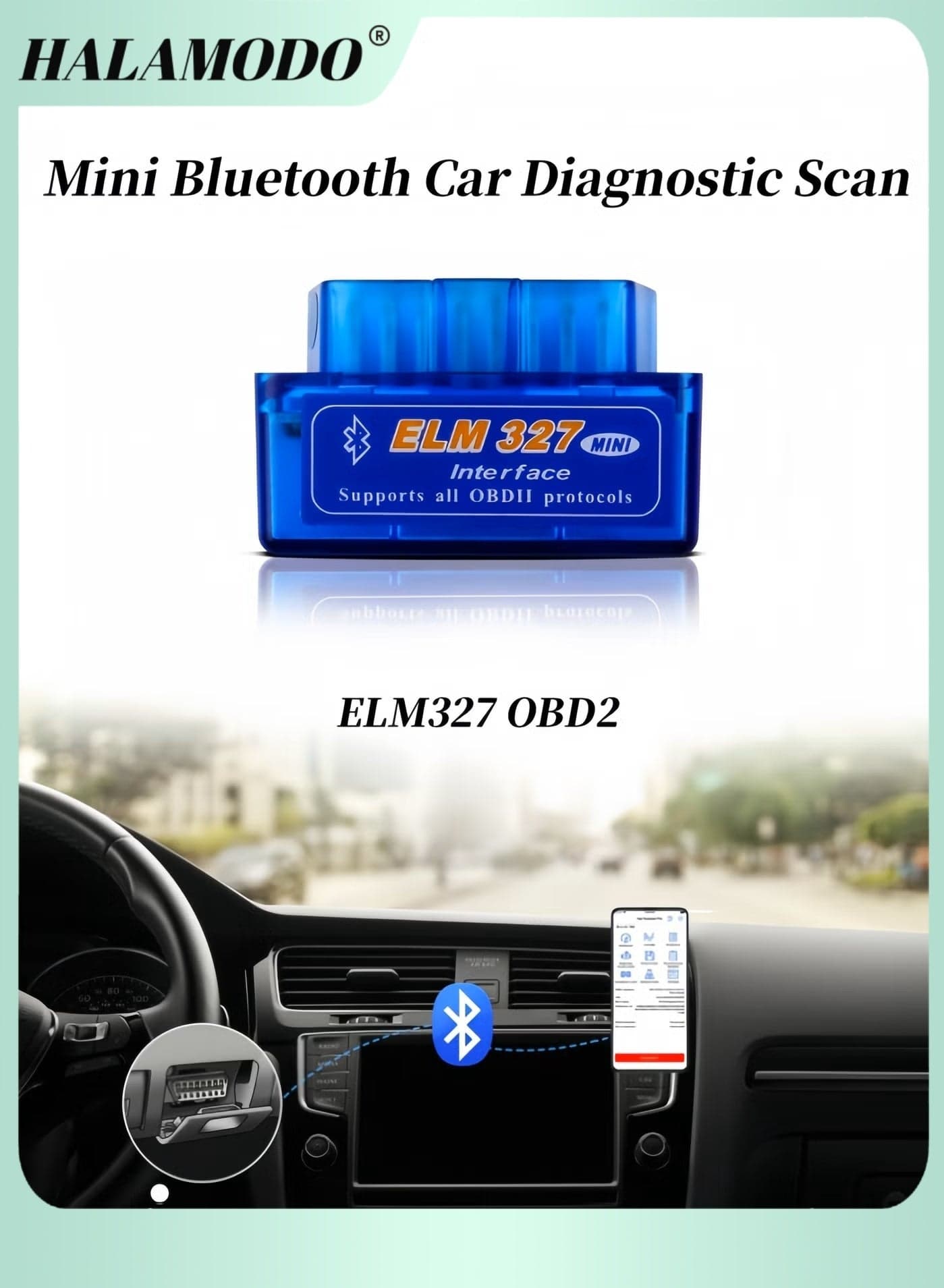 Mini ELM327 OBDII Car Diagnostic Scan Professional Bluetooth Scan Tool and Code Reader for Android & PC Car Auto Diagnostic Scanner