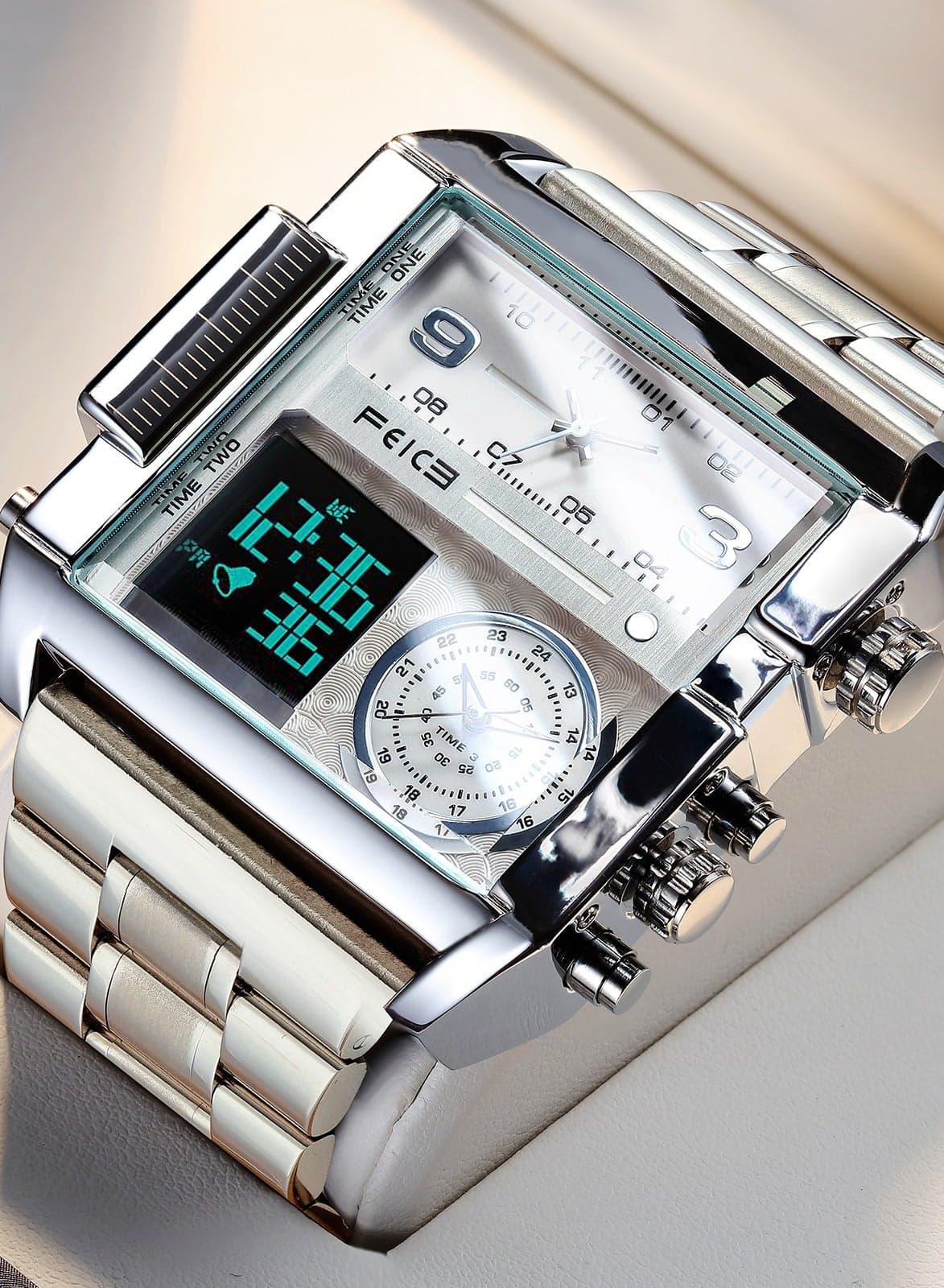 Men's Digital Square Dial Watch – Alarm, Multifunctional, Waterproof, Sports