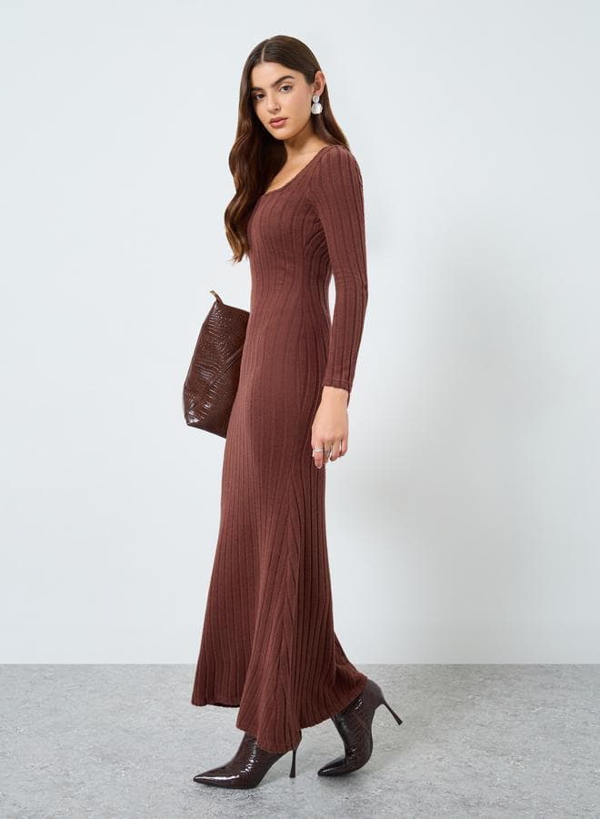 Women Solid Bodycon Ribbed Maxi Dress
