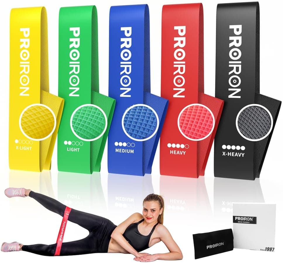 PROIRON Resistance Loop Bands, Exercise bands Set of 5 Rubber Latex Resistance Band with 5 Different Resistance Levels with Carrying Bag