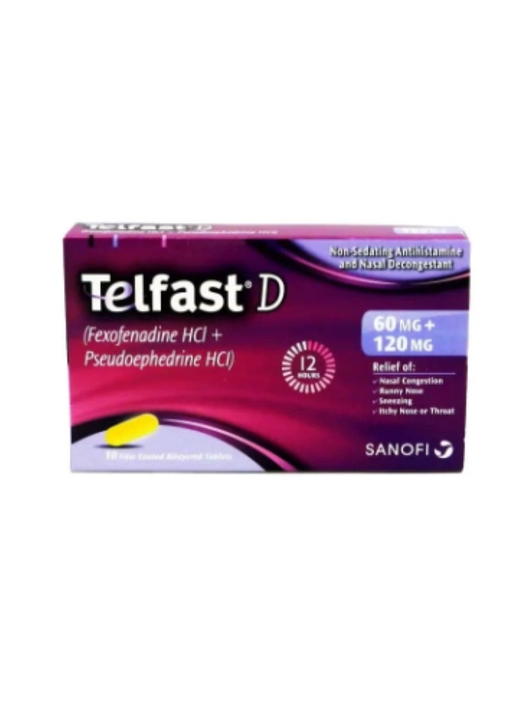 Telfast D Tablets 60mg/120mg 10 tabs (Fast Relief from Allergy & Sinus Congestion)