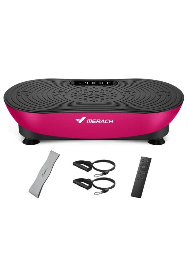 MERACH Vibration Plate Exercise Machine, Vibrating Platform for Lymphatic Drainage Weight Loss Muscle Activation, Full Body Home Exercise Equipment with LED Touch Screen Bluetooth Pull Cord