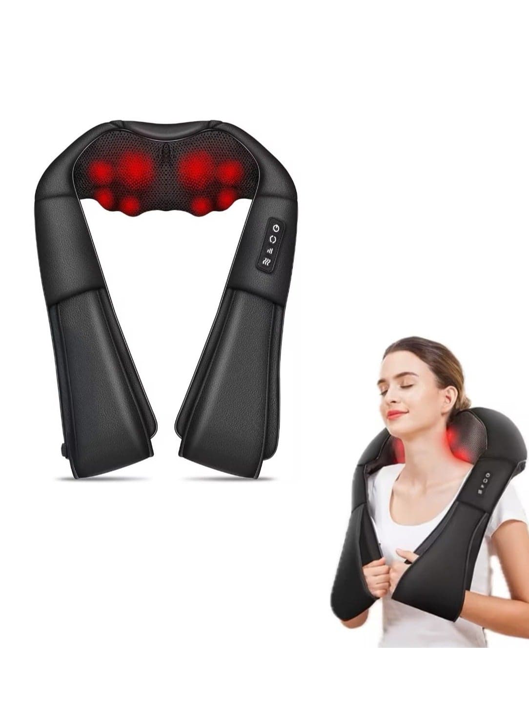 Neck Shoulder Massager With Heat Relieve Tension Target Acupoints Spa-Quality 16 Massage Head Wearable Design Ideal Pain Relief Muscle Relaxation Stress Reduction Comfort Gifts for Women and Men