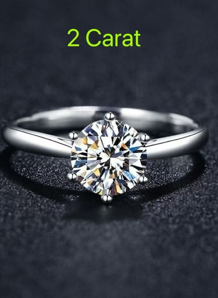 2 Carat Moissanite ring with gift box Women's Ring , wedding ring,engagement ring, S925 Rhodium Plated ,Adjustable Size , Luxury Gift Box , D Color VVS1 Clarity