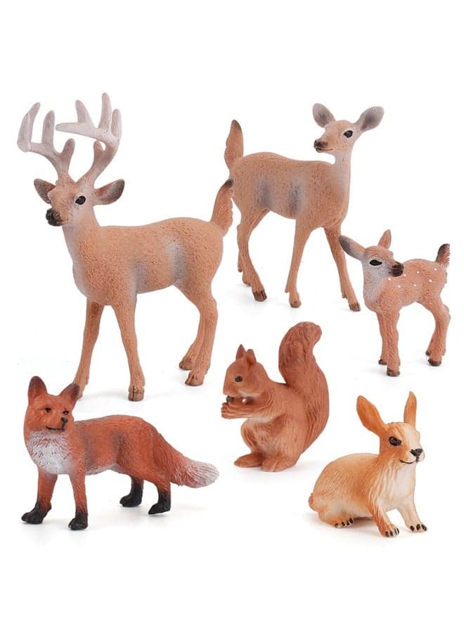 6-Pack Premium Forest Animal Solid Static Model Figurine Toy Set, Hand-Painted Realistic Animal Toy, Eco-Friendly PVC Material, Animal Toys for Decoration & Education