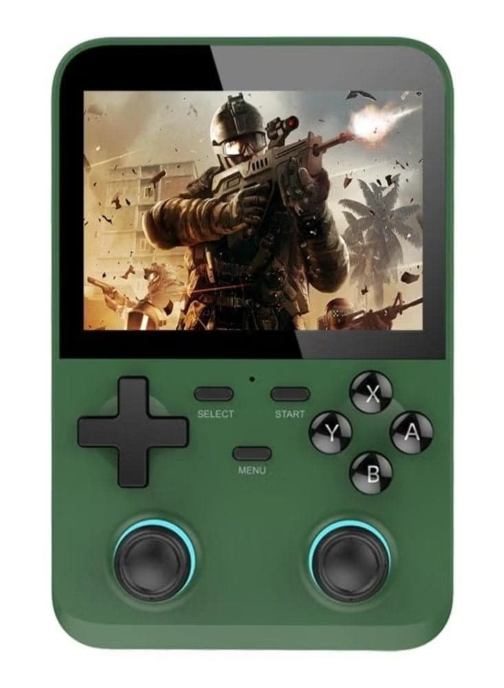 D007 Portable Handheld Retro Game Console with Linux System, Dual 3D Joystick Control, 128GB Built-in Storage, Classic Emulator Gaming Device – High Performance Plug & Play – Green