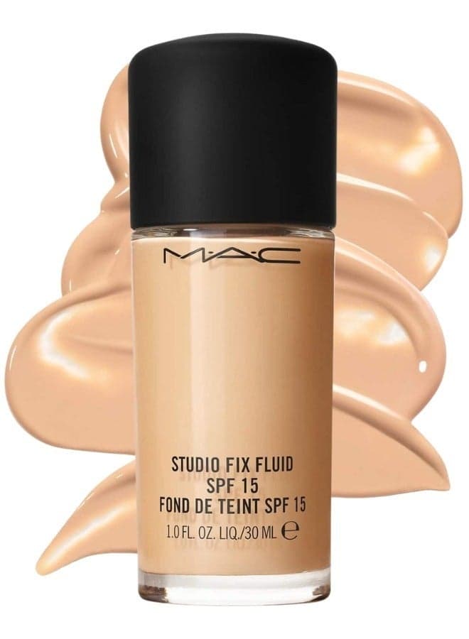 MAC Studio Fix Fluid SPF 15 Foundation NC15 – 24HR Long-Wear, Matte Finish, Oil Control, Medium-to-Full Coverage