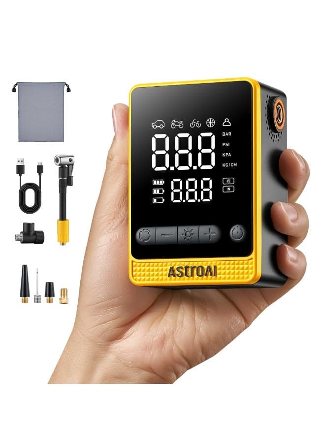 AstroAI Mini Tire Inflator Portable Air Compressor, 150 PSI Cordless Tire Pump with LCD Display, Auto Shut-Off, Rechargeable Air Pump for Car, Bike, Motorcycle & Sports Balls
