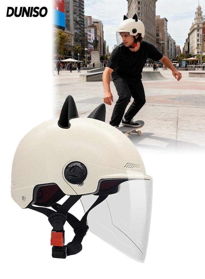 Electric Scooter Helmet,Adjustable Riding Bike Helmet,Drop Resistant Half Scooter Helmets,with Visor,Highly Protective Shock Absorbing,for Adult Riding Biking Motorcycle Bicycle Skateboard Scooter