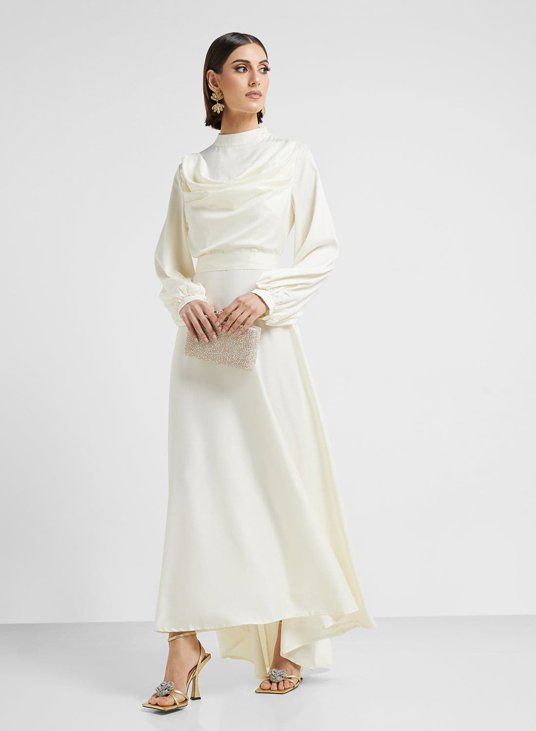 Satin Cowl Maxi Dress