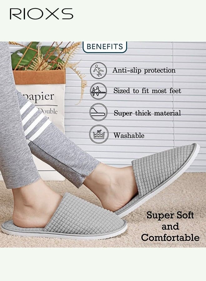 10 Pairs Slippers, Unisex Bedroom Slippers Slip Ons, Men's Women's Half Slippers, Non Slip Disposable Slippers for Guest, Reusable Washable Indoor Flats for Men Women, Spa Slippers Guest Slippers for Hotel/ Wedding Party, Travel Slides Slippers, Family Closed-toes Flat Slippers, House Slippers for Bathroom/ Bedroom/Living Room, 5 Grey+5 Beige Slippers