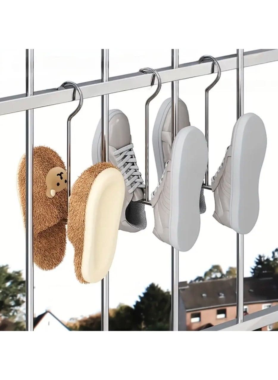 Durable Stainless Steel Shoe Rack Hanger – Space-Saving Organizer for Shoes, Slippers, Coats & Hats | Sleek Wall Hook for Entryway, Closet & Outdoor Use