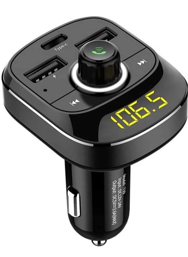 Fm Transmitter For Car, Bluetooth 5.0 Car Radio Audio Adapter With Qc3.0 Quick Charge, Pd Charge Port, Usb Drive, Tf Card, Mp3 Player, Support Hands-Free Calling, Black