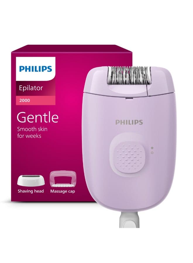 Corded Epilator with shaving head and massage cap-BRE237/00 Lavender