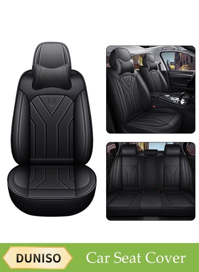 Car Seat Cover, Universal Fully Wrapped Seat Cushion, Artificial Leather Car Backrest Seat Cover, Equipped With Headrest, Wear Resistant And Anti Slip, Suitable For All Seasons, Suitable For Most Car Seats