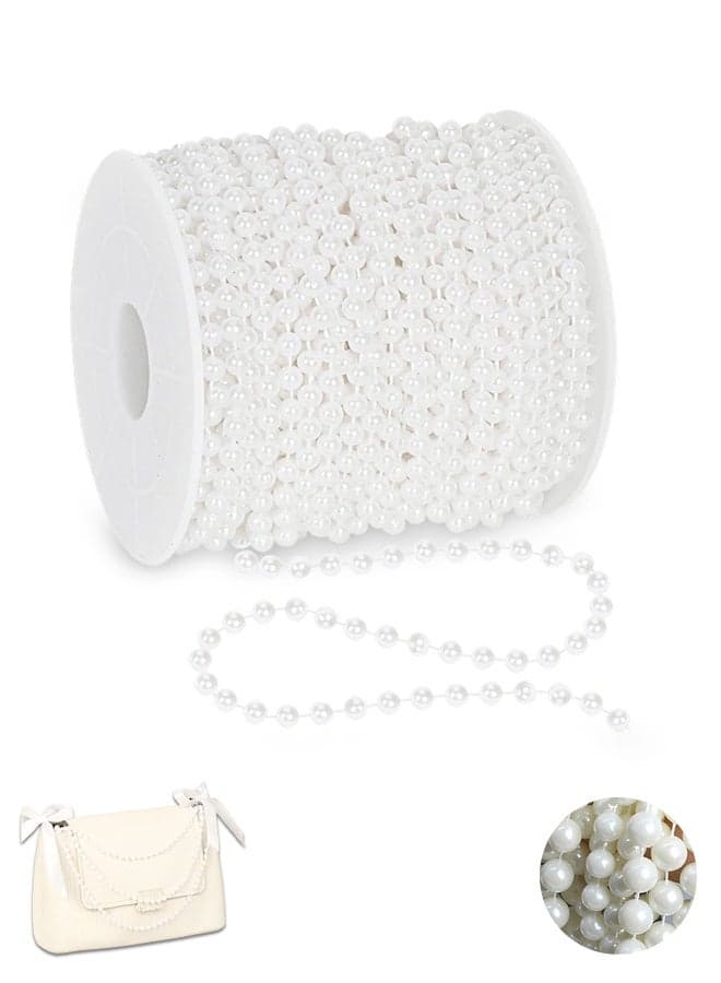 39 Feet 6mm Pearl Strings Garland for Crafts, Artificial Pearl Beaded Trim Chain Roll Strands for Wedding Centerpieces Bouquet Party Decoration Christmas Tree Garland