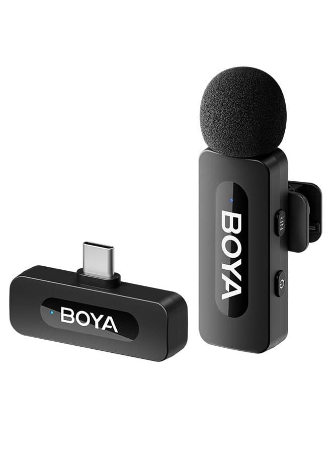 BOYA BY-V10 wireless microphone Noise Cancellation Lavalier Microphone Mini Mic 100M Transmission microphone for Vlogging TikTok YouTube Content Creators Live Streaming Interview Recording iPhone Android Smartphones Action DSLR Camera Laptop PC