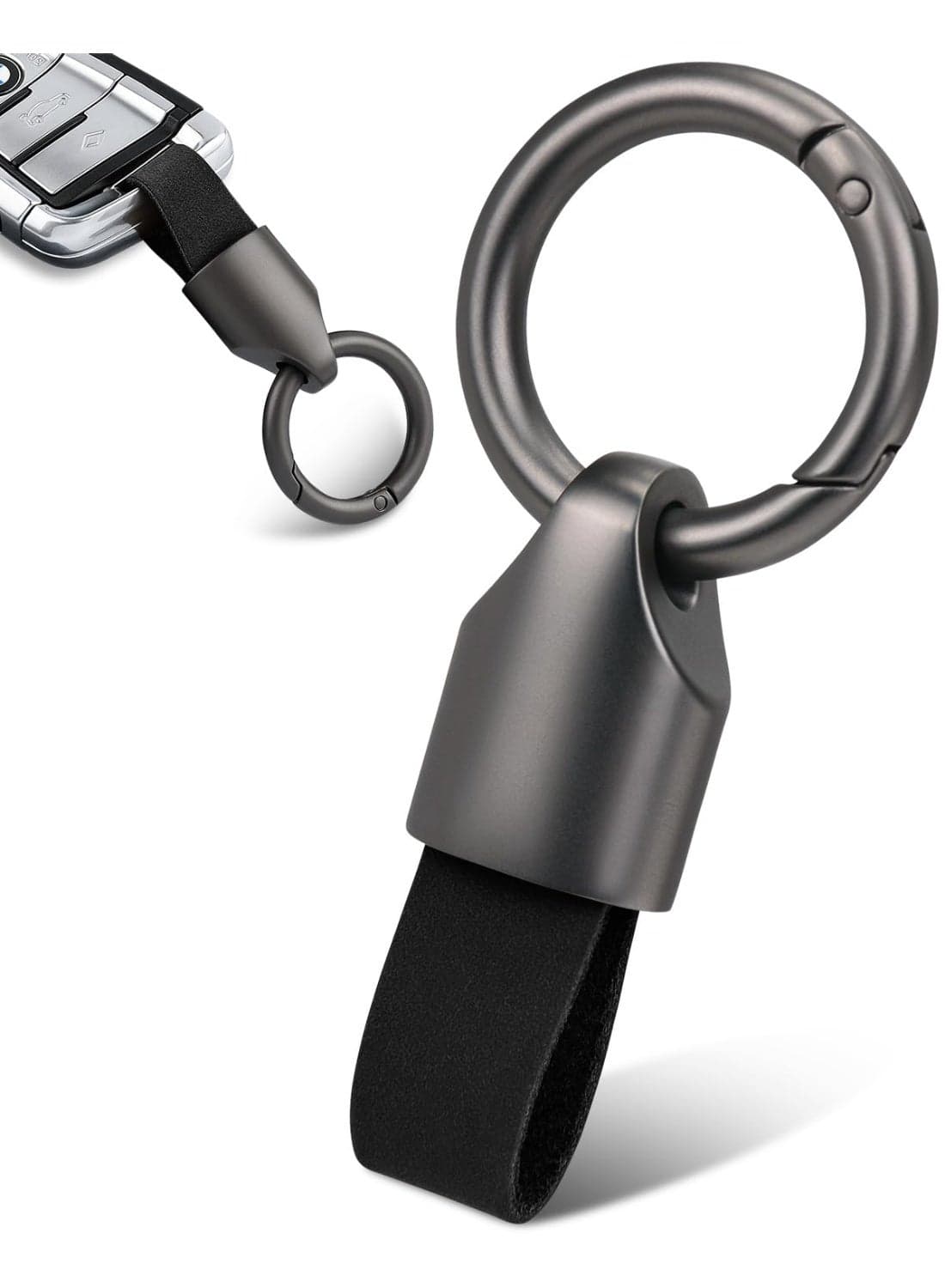 Car Key Chain Ring Clip, Keychain Ring For Keys, Auto Vehicle Key Chain Accessories,Universal Detachable Leather Car Keychain, Small Key Fob Accessory with O-Ring Keyrings